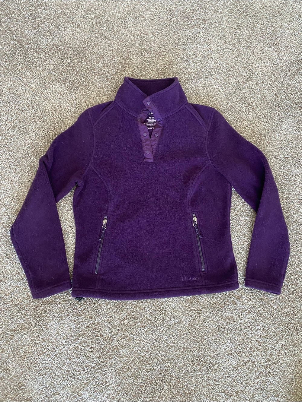 L.L. Bean Women’s Deep Purple Polartec Fleece Pullover Jacket XS Petite